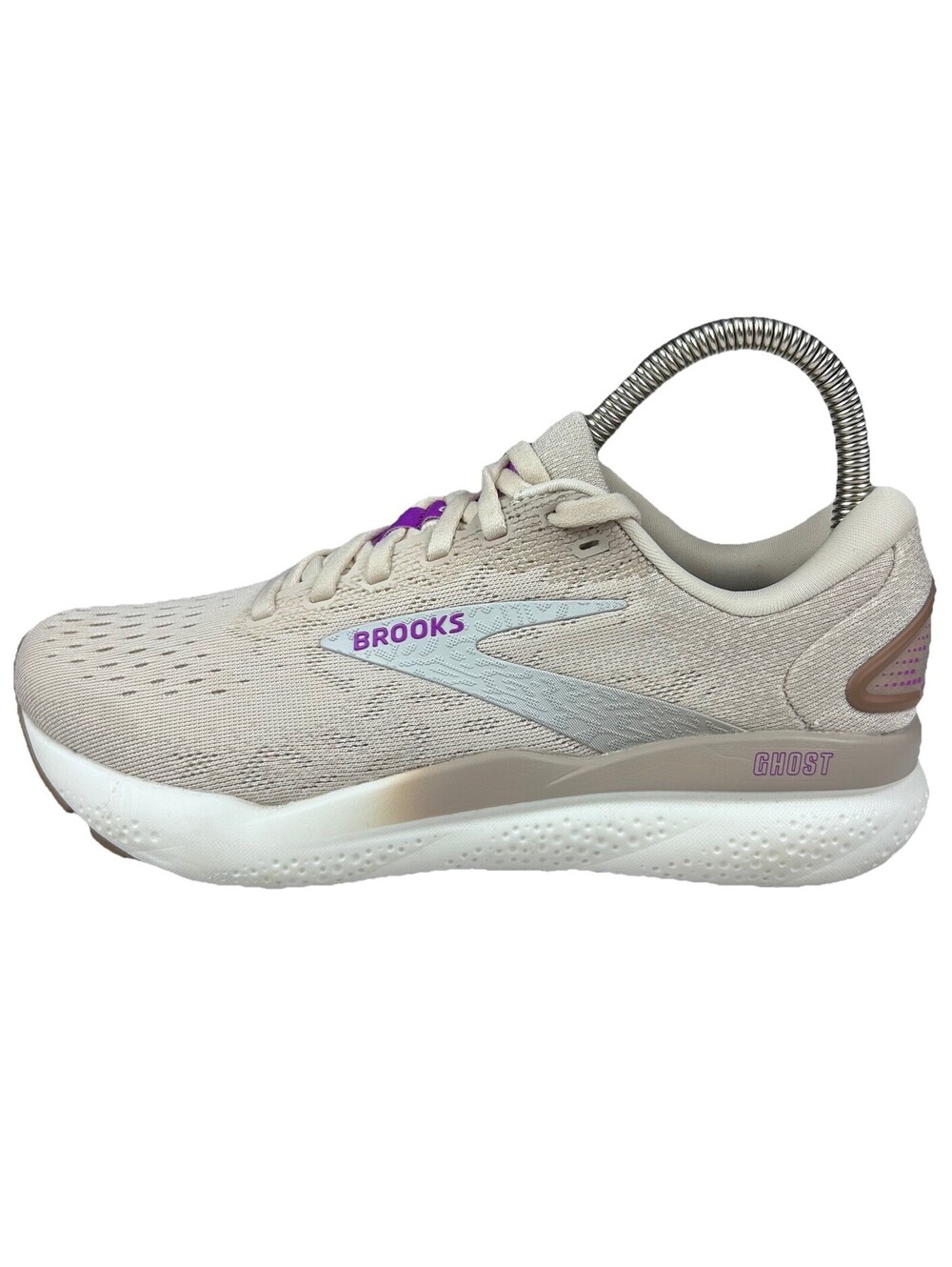 Brooks Womens Ghost 16 Running Shoes Size 6 Almond Peach/Coconut/Purple Sneakers